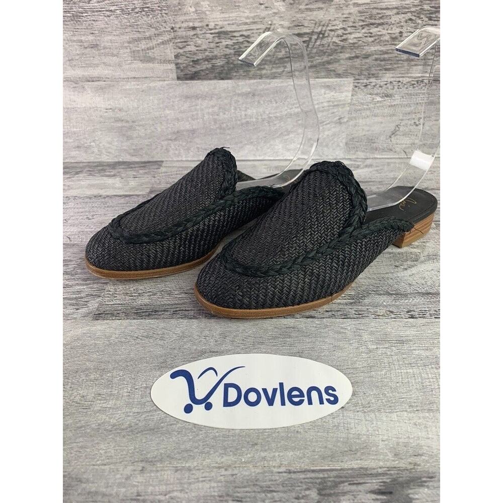 Joie Dallis Womens Black Braided Leather Slip-On Mules Size 5.5